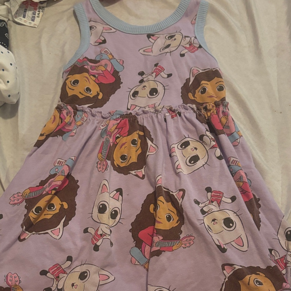 Kids Cartoon Print Casual Dress - Purple